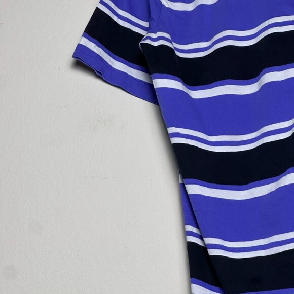 Nike Striped Purple Black Crew Neck Graphic T Shirt Men L Black Logo Prep Retro - Picture 11 of 11